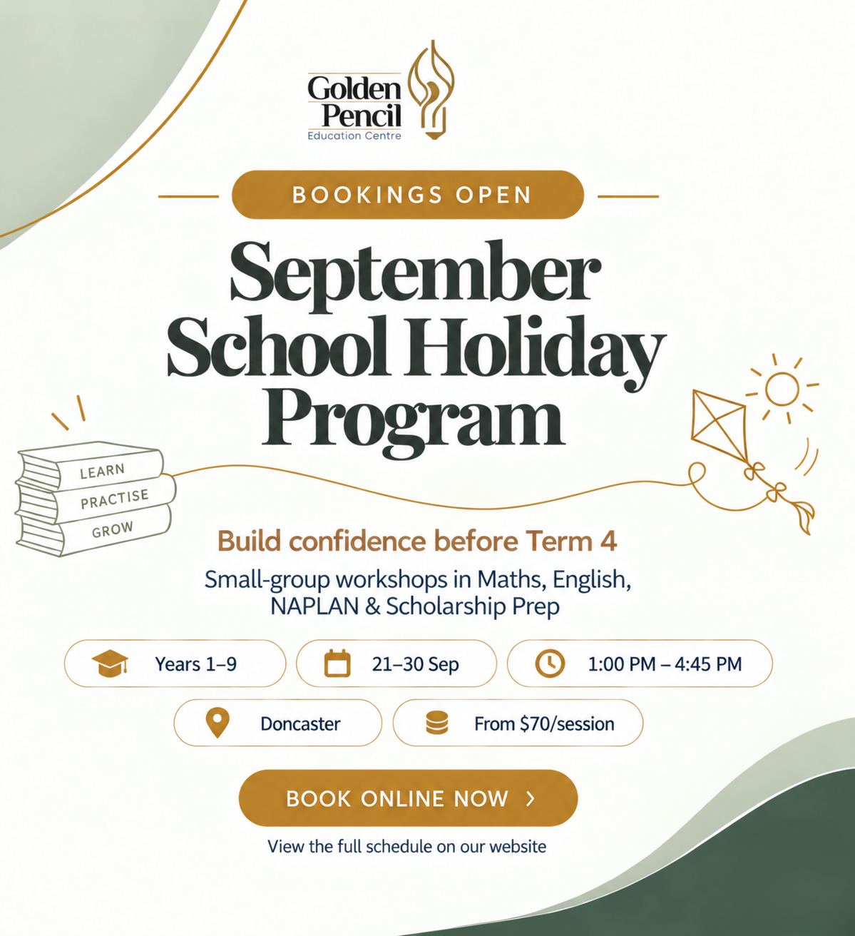 Golden Pencil September school holiday program social media campaign design